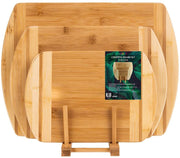 Set of 3 Bamboo chopping Board with stand