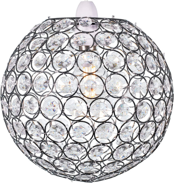 Ball Pendant Acrylic Chandelier Lamp shade ceiling Chrome Brass finish Klass Home