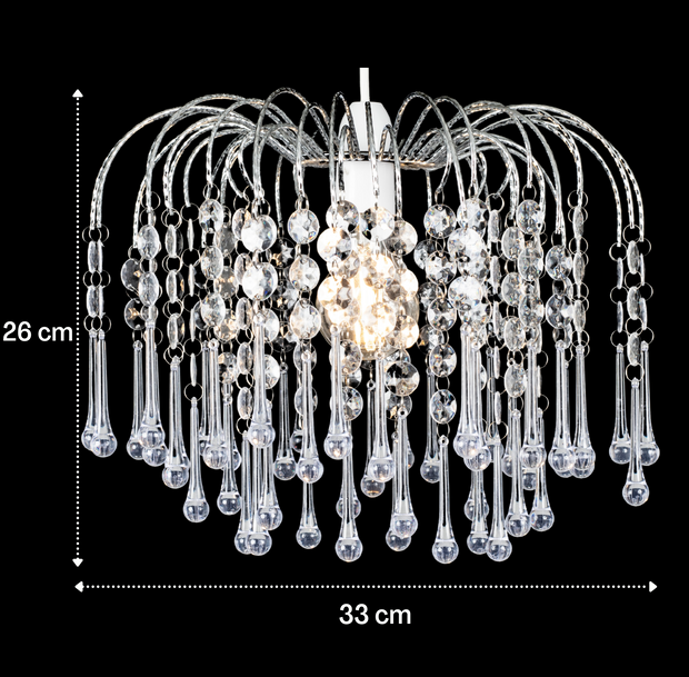 Klass Teardrop Acrylic Chrome Finish Pendant Light Shade or Lamp Shade for Living Room, Bedroom, Kitchen, Hallway