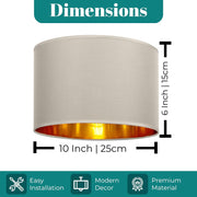 Modern Fabric Easy Fit Pendant Light Shades/Lampshades for Ceiling Lights, Golden inner