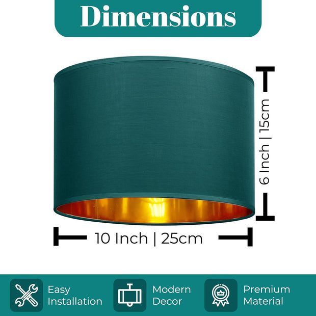 Modern Fabric Easy Fit Pendant Light Shades/Lampshades for Ceiling Lights, Golden inner