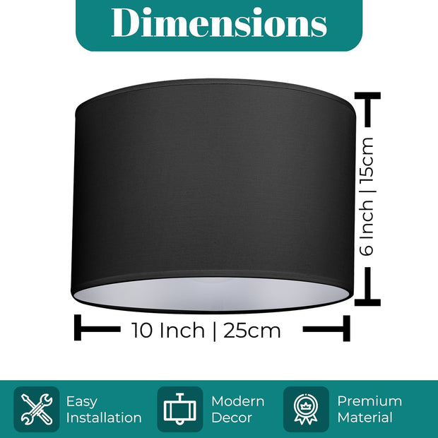 Modern Fabric Easy Fit Pendant Light Shades/Lampshades for Ceiling Lights, White inner