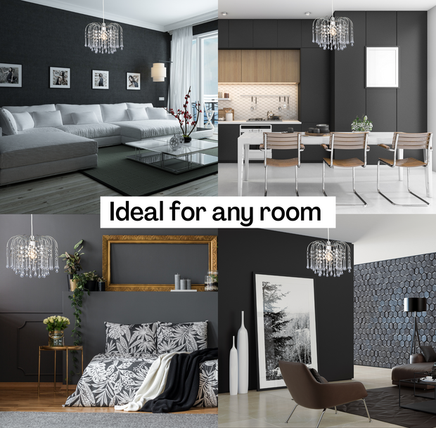 Klass Teardrop Acrylic Chrome Finish Pendant Light Shade or Lamp Shade for Living Room, Bedroom, Kitchen, Hallway