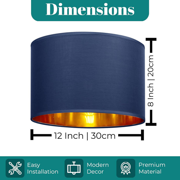 Modern Fabric Easy Fit Pendant Light Shades/Lampshades for Ceiling Lights, Golden inner