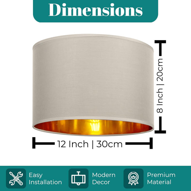 Modern Fabric Easy Fit Pendant Light Shades/Lampshades for Ceiling Lights, Golden inner
