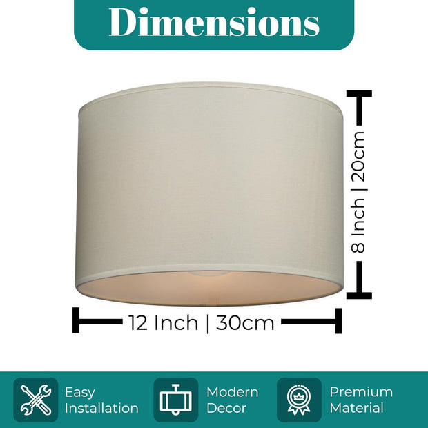 Modern Fabric Easy Fit Pendant Light Shades/Lampshades for Ceiling Lights, White inner