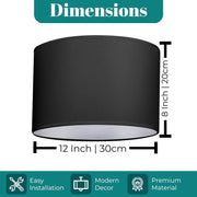 Modern Fabric Easy Fit Pendant Light Shades/Lampshades for Ceiling Lights, White inner
