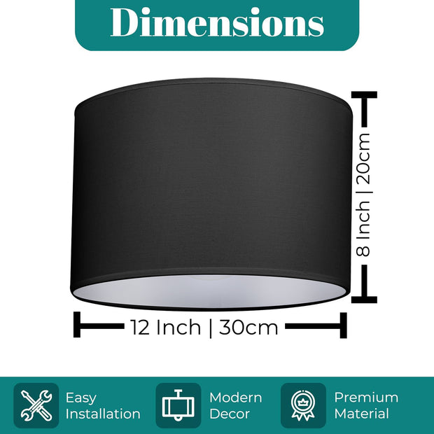 Modern Fabric Easy Fit Pendant Light Shades/Lampshades for Ceiling Lights, White inner