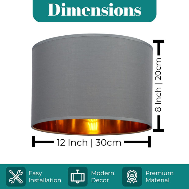 Modern Fabric Easy Fit Pendant Light Shades/Lampshades for Ceiling Lights, Golden inner