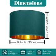 Modern Fabric Easy Fit Pendant Light Shades/Lampshades for Ceiling Lights, Golden inner