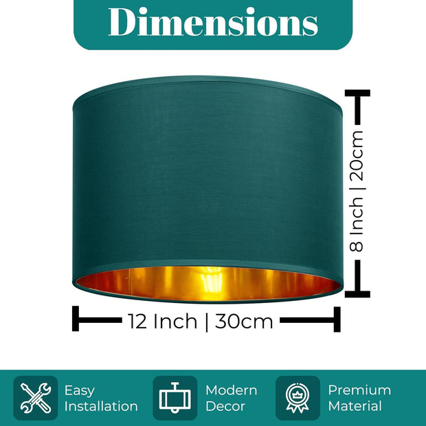 Modern Fabric Easy Fit Pendant Light Shades/Lampshades for Ceiling Lights, Golden inner
