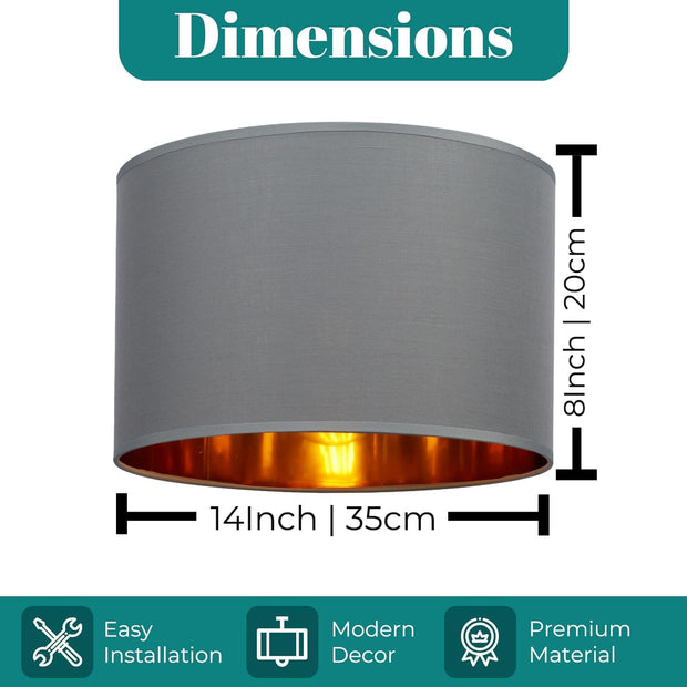 Modern Fabric Easy Fit Pendant Light Shades/Lampshades for Ceiling Lights, Golden inner