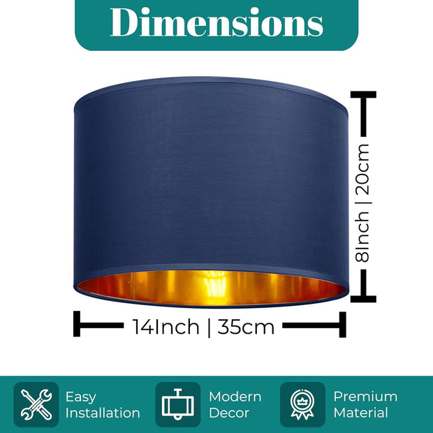 Modern Fabric Easy Fit Pendant Light Shades/Lampshades for Ceiling Lights, Golden inner