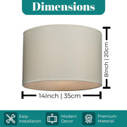 Modern Fabric Easy Fit Pendant Light Shades/Lampshades for Ceiling Lights, White inner