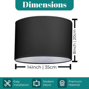 Modern Fabric Easy Fit Pendant Light Shades/Lampshades for Ceiling Lights, White inner
