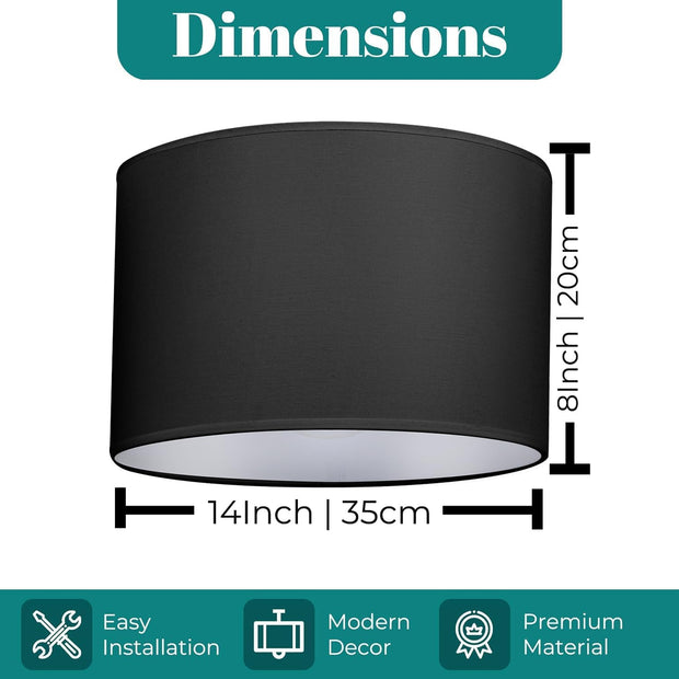 Modern Fabric Easy Fit Pendant Light Shades/Lampshades for Ceiling Lights, White inner