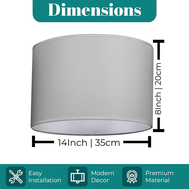 Modern Fabric Easy Fit Pendant Light Shades/Lampshades for Ceiling Lights, White inner