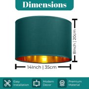 Modern Fabric Easy Fit Pendant Light Shades/Lampshades for Ceiling Lights, Golden inner