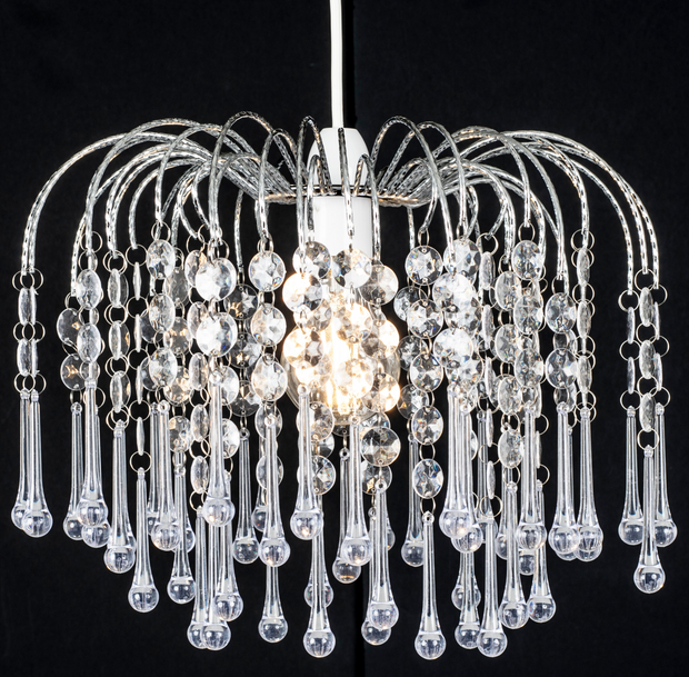 Klass Teardrop Acrylic Chrome Finish Pendant Light Shade or Lamp Shade for Living Room, Bedroom, Kitchen, Hallway