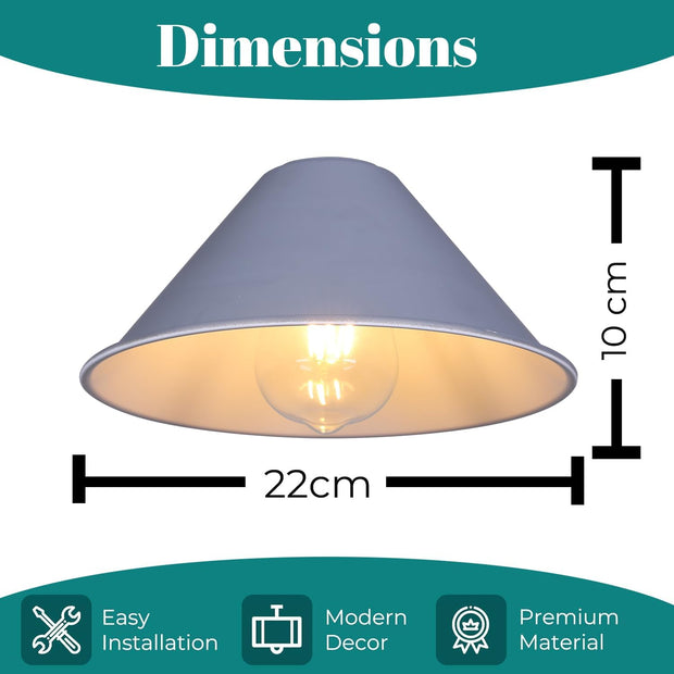 Retro Cone Metal Easy Fit Pendant Lampshades for Ceiling Lights