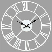 Large Skeleton Metal Wall Clock, Silent Non-Ticking, Roman Numerals Clock INDOOR/OUTDOOR, Black/White