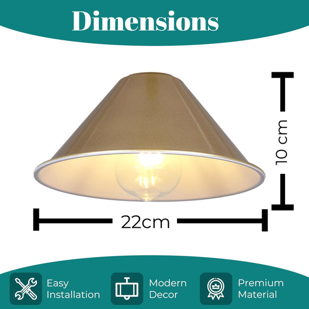 Retro Cone Metal Easy Fit Pendant Lampshades for Ceiling Lights