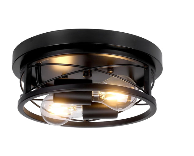 GIGGI Round Black 2-Way Ceiling Light with E27 Flush Light Fittings