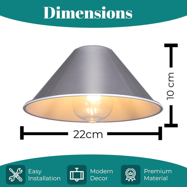 Retro Cone Metal Easy Fit Pendant Lampshades for Ceiling Lights