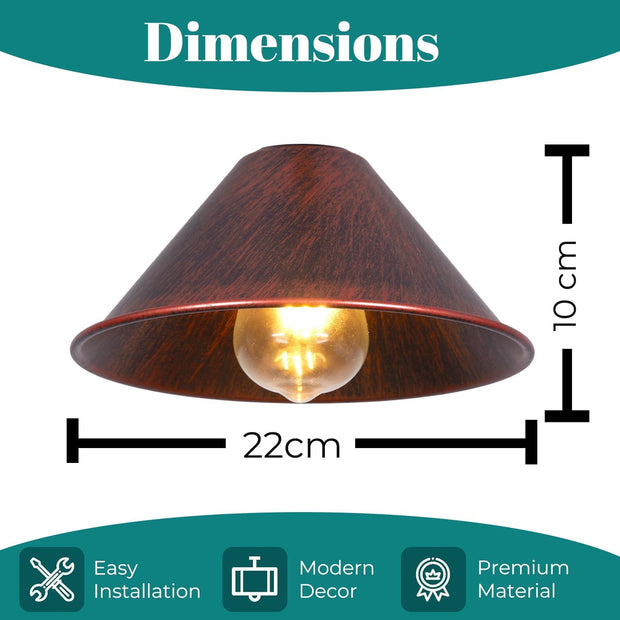 Retro Cone Metal Easy Fit Pendant Lampshades for Ceiling Lights