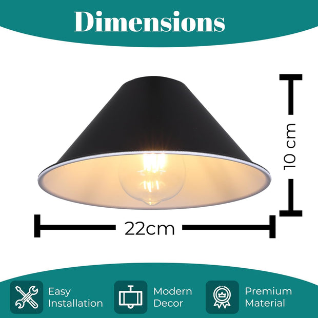 Retro Cone Metal Easy Fit Pendant Lampshades for Ceiling Lights