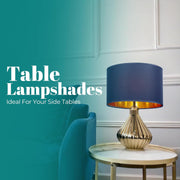 Modern Fabric Easy Fit Pendant Light Shades/Lampshades for Ceiling Lights, Golden inner