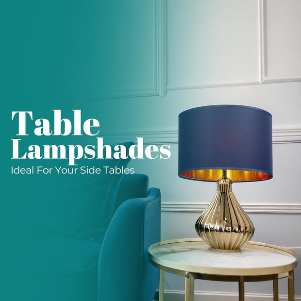 Modern Fabric Easy Fit Pendant Light Shades/Lampshades for Ceiling Lights, Golden inner