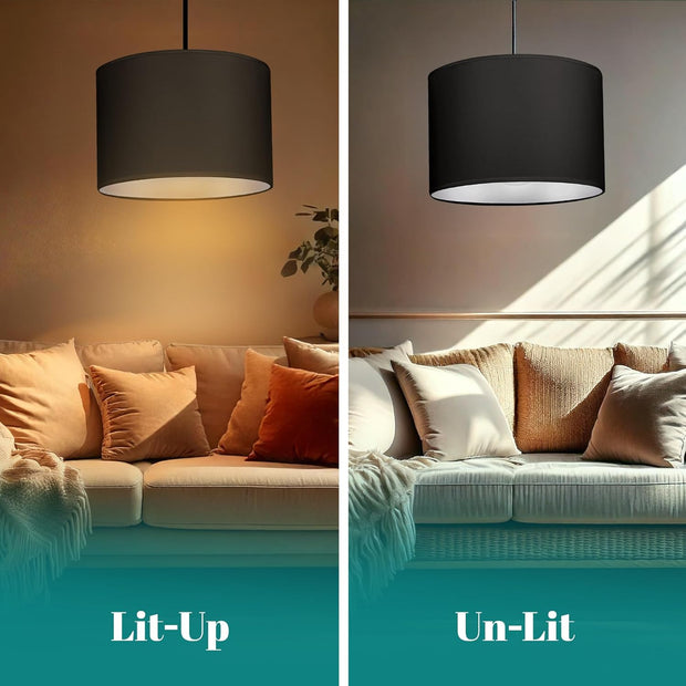 Modern Fabric Easy Fit Pendant Light Shades/Lampshades for Ceiling Lights, White inner