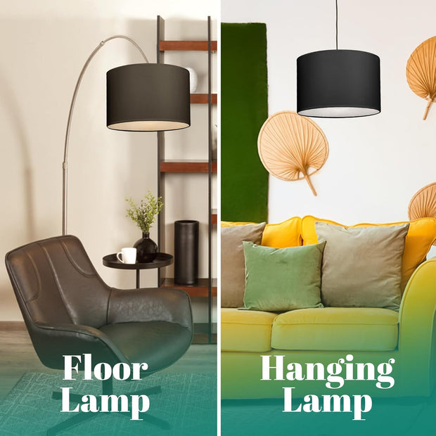 Modern Fabric Easy Fit Pendant Light Shades/Lampshades for Ceiling Lights, White inner