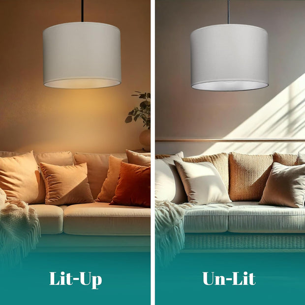 Modern Fabric Easy Fit Pendant Light Shades/Lampshades for Ceiling Lights, White inner