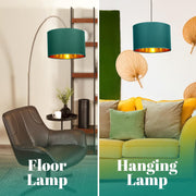 Modern Fabric Easy Fit Pendant Light Shades/Lampshades for Ceiling Lights, Golden inner