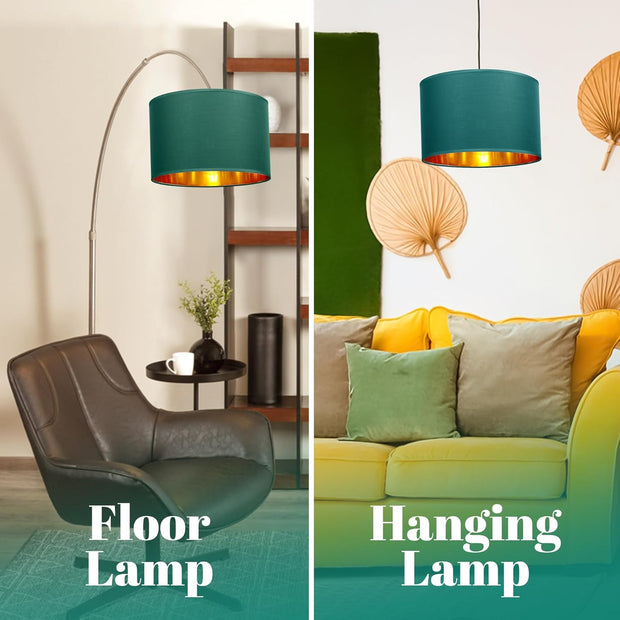 Modern Fabric Easy Fit Pendant Light Shades/Lampshades for Ceiling Lights, Golden inner