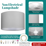 Modern Fabric Easy Fit Pendant Light Shades/Lampshades for Ceiling Lights, White inner