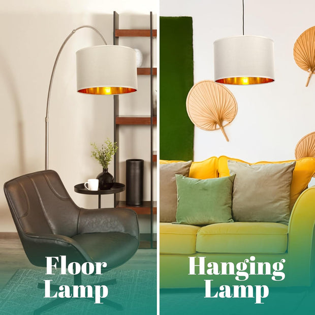Modern Fabric Easy Fit Pendant Light Shades/Lampshades for Ceiling Lights, Golden inner