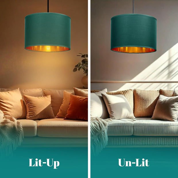 Modern Fabric Easy Fit Pendant Light Shades/Lampshades for Ceiling Lights, Golden inner
