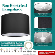 Modern Fabric Easy Fit Pendant Light Shades/Lampshades for Ceiling Lights, White inner