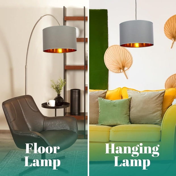 Modern Fabric Easy Fit Pendant Light Shades/Lampshades for Ceiling Lights, Golden inner