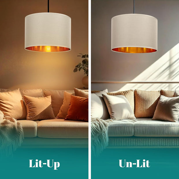 Modern Fabric Easy Fit Pendant Light Shades/Lampshades for Ceiling Lights, Golden inner