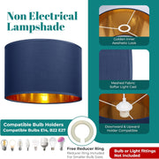 Modern Fabric Easy Fit Pendant Light Shades/Lampshades for Ceiling Lights, Golden inner