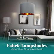 Modern Fabric Easy Fit Pendant Light Shades/Lampshades for Ceiling Lights, Golden inner