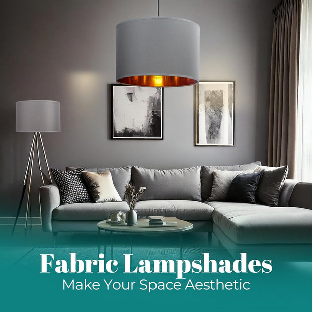 Modern Fabric Easy Fit Pendant Light Shades/Lampshades for Ceiling Lights, Golden inner