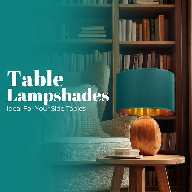 Modern Fabric Easy Fit Pendant Light Shades/Lampshades for Ceiling Lights, Golden inner