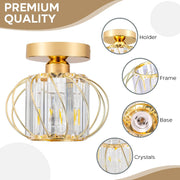GIGGI Semi-Flushed Crystal Ceiling Light, Chandelier style, Gold/ Black