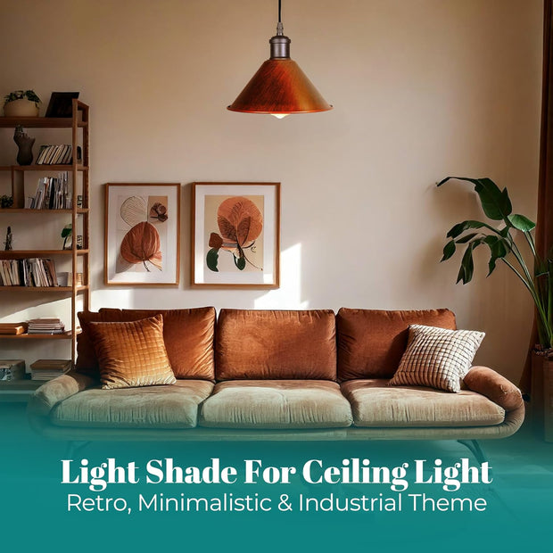 Retro Cone Metal Easy Fit Pendant Lampshades for Ceiling Lights