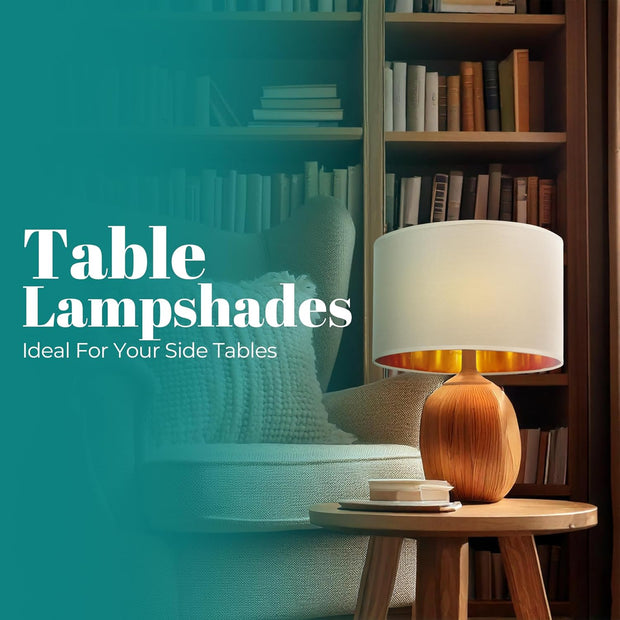 Modern Fabric Easy Fit Pendant Light Shades/Lampshades for Ceiling Lights, Golden inner